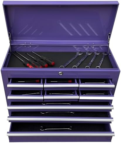 workington portable metal tool chest with 9 drawers showing dimensions