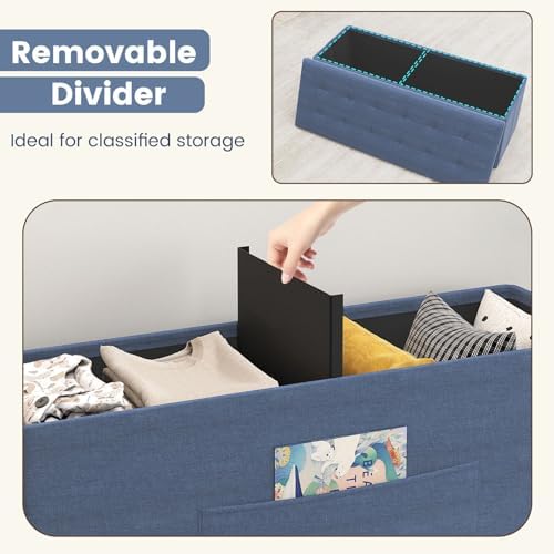 giantex storage ottoman bench, 43" l folding foot, front angle view