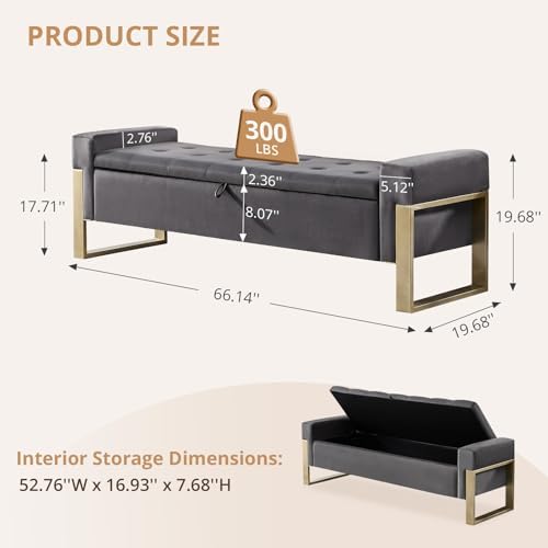 end of bed storage bench, 67'' benches for shown in use
