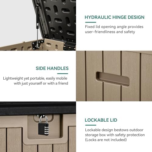 yitahome 260 gallon large deck box with divider, close-up detail