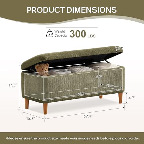 39.4" ottoman with storage upholstered storage bench for, close-up detail