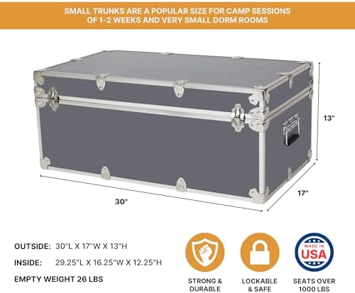 rhino small essential trunk with wheels, camp footlocker shown in use