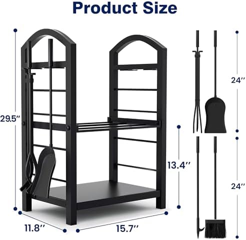 amagabeli garden & home 30in firewood rack indoor, front angle view