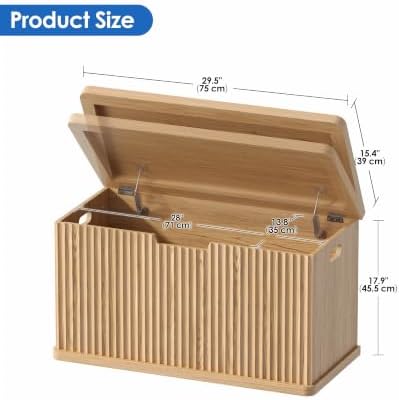 akxomel 29.5" fluted storage chest wooden storage trunk shown in use