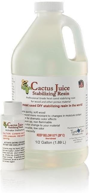 BVV Cactus Juice Stabilizing Resin for Woodworking - Cures & Hardens Soft Wood for DIY Projects, Carpentry - 1 Gallon Cactus Juice Resin - Activator Included