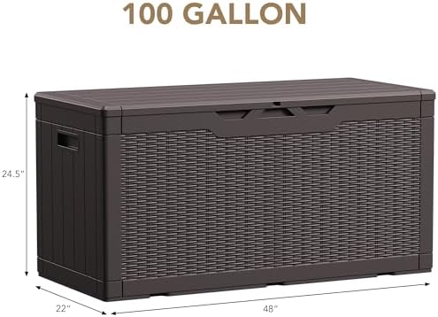 devoko 100 gallon waterproof deck box, resin large, package contents