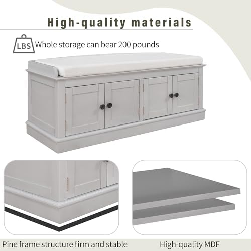 gdfstudio rustic storage bench with 4 doors and, package contents