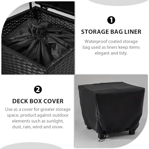 sundale pe wicker deck storage box, 13 gallon shown in use