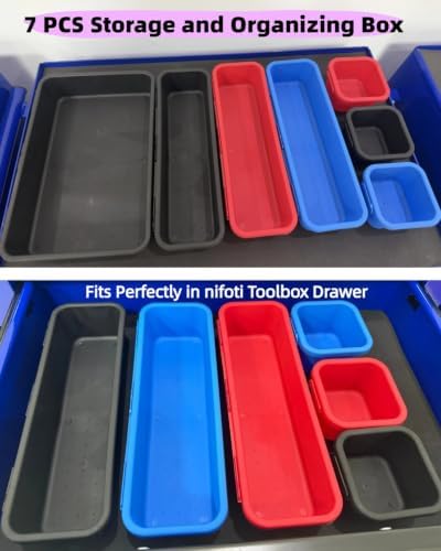 7 drawers rolling tool chest with wheels, stainless showing dimensions