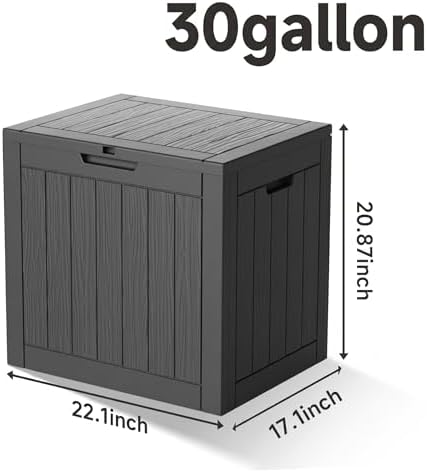 nicbex 30 gallon deck box, waterproof resin outdoor shown in use