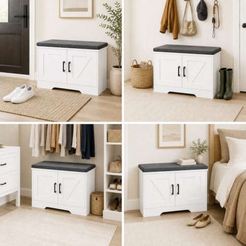 newbulig shoe bench with storage for entryway, 27.6", view 11