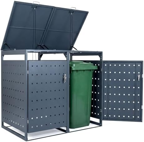 goplus 44 cu.ft outdoor trash can storage, garbage, view 9