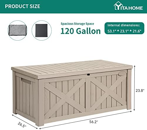 yitahome 150 gallon large outdoor storage box with on a desk or shelf