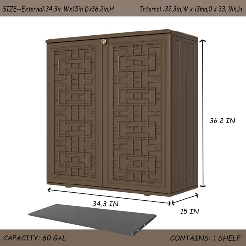 mrosaa storage box outdoor caninet,resin indoor storage box, side view