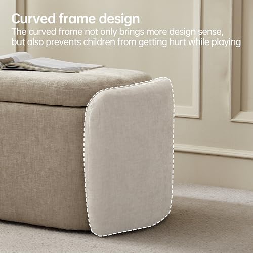 vknow storage bench, upholstered storage ottoman bench with, close-up detail