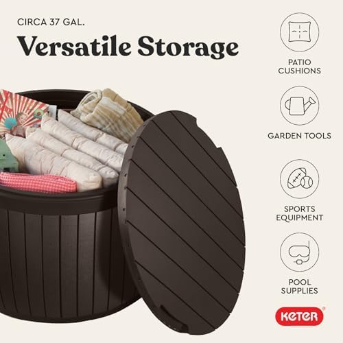 keter circa outdoor storage deck box, 37 gallon, package contents