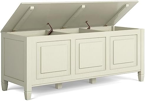 simplihome connaught 51" wide solid wood trunk bench, side view