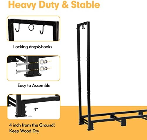 nalone 8ft outdoor firewood rack with cover&carry bag showing dimensions