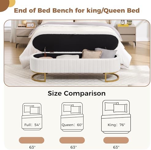 storage ottoman bench, 63" teddy end of bed on a desk or shelf