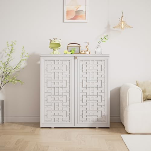 mrosaa indoor outdoor storage cabinet waterproof with shelf, close-up detail