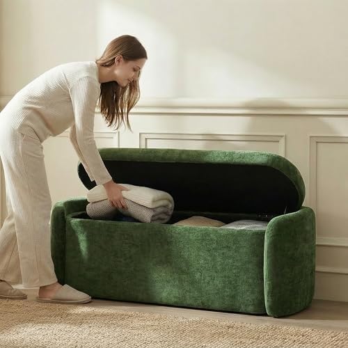 vknow storage bench, upholstered storage ottoman bench with on a desk or shelf