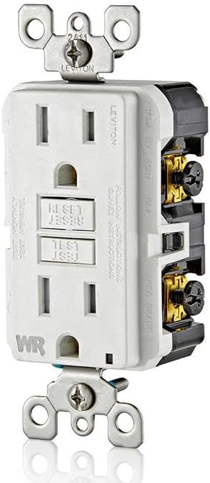Leviton GFCI Weather-Resistant Outlet, 15 Amp, Self Test, Tamper-Resistant with LED Indicator Light, Outdoor Locations, GFWT1-W, White