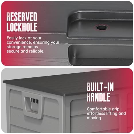 crownland outdoor 75 gallon storage deck box, weatherproof, close-up detail