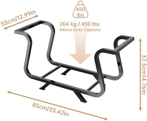 nihome 33.5" firewood rack outdoor, 450lb metal log on a desk or shelf
