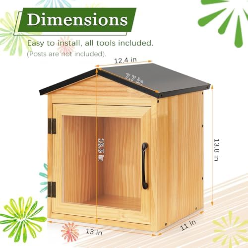 outdoor library outdoor book box storage, 13x11x16 inch shown in use