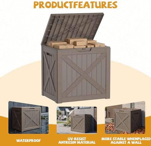 40 gal outdoor storage box waterproof lockable deck, side view