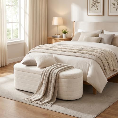 teddy sherpa storage ottoman bench end of bed, main product view