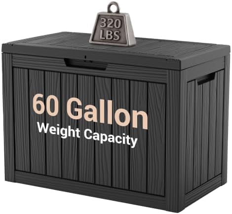drato 60gal weatherproof resin deck box, black lockable, side view