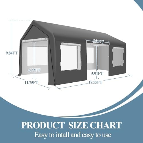 carport 12x20 ft heavy duty carport canopy, portable on a desk or shelf
