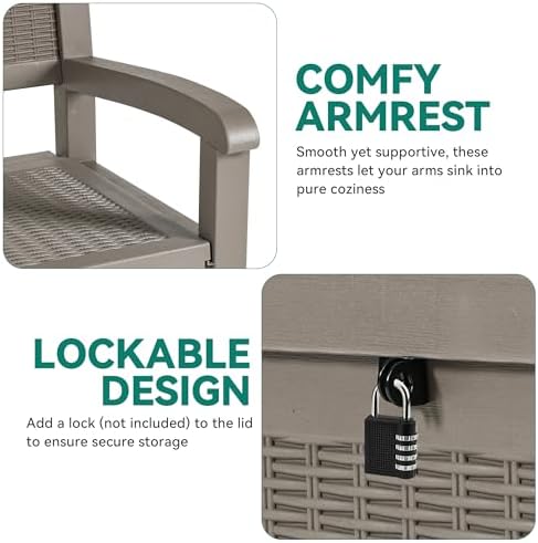 yitahome 80 gallon storage bench deck box, close-up detail