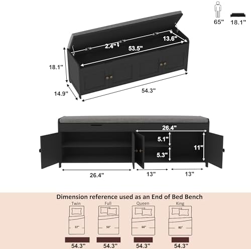 homefort 54.4" shoe bench with lift top storage, close-up detail