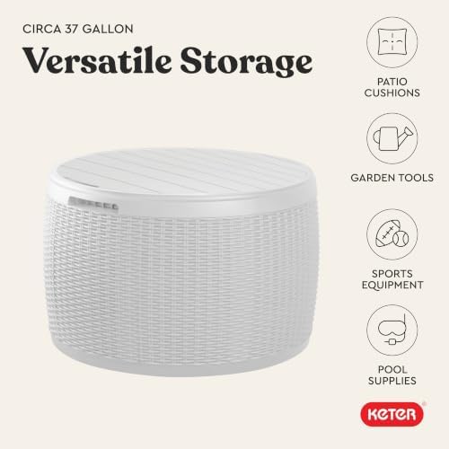keter circa 37 gallon resin deck box stool, view 9