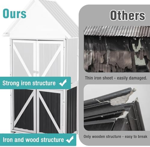 sheds outdoor storage,garden shed with metal frame structure, close-up detail