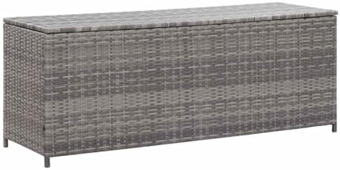 vidaxl patio storage box gray 59.1"x19.7"x23.6" poly rattan, main product view