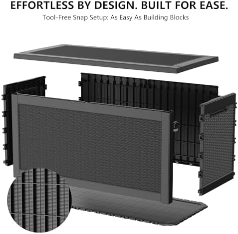 outdoor storage box,320 gallon waterproof deck box [upgraded, front angle view