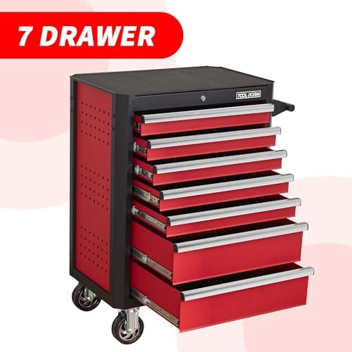 upgrade 7-drawer rolling tool chest with locking wheels showing dimensions