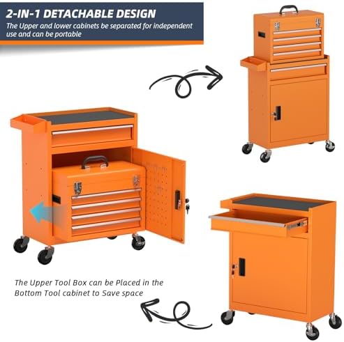 5-drawer high capacity rolling tool chest, removable cabinet, package contents