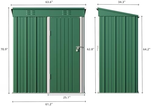 bealife 5' x 3' outdoor storage shed, metal, front angle view