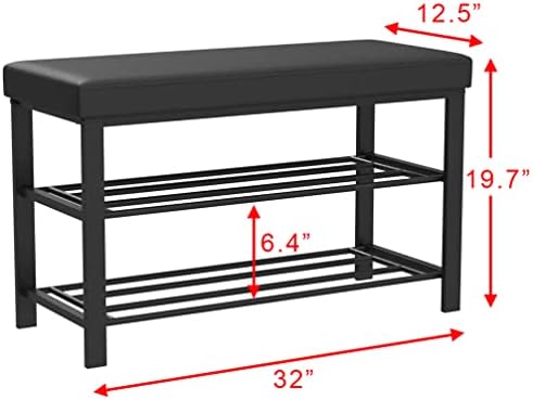 finnhomy entryway shoe rack with cushioned seat, shoe shown in use