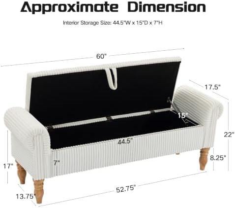 60" storage bench for bedroom,end of bed bench shown in use