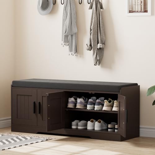 homleke shoe storage bench, 4 doors & thickened, close-up detail