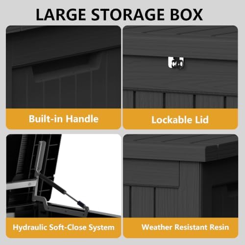 300 gallon outdoor storage box waterproof deck box, side view
