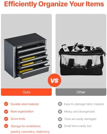 vevor metal tool box, 8.6-inch, portable metal tool, close-up detail