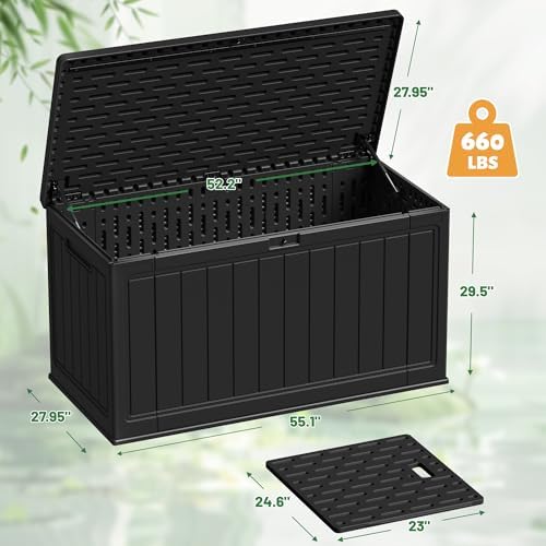 devoko 160 gallon double-wall deck box with divider, front angle view