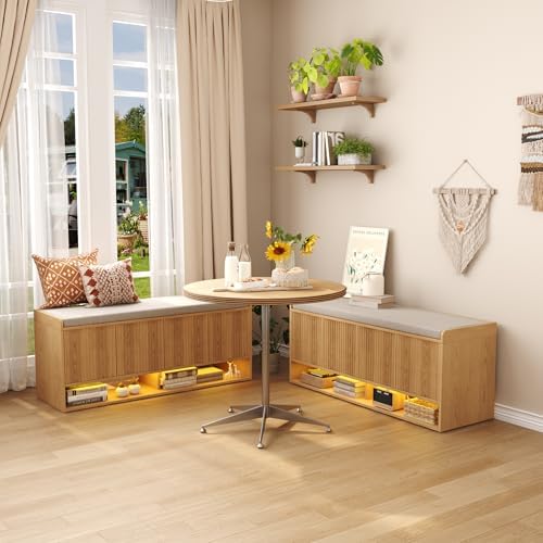homefort 47.2" fluted shoe storage bench, entryway bench, close-up detail