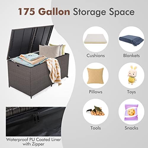relax4life 175-gallon outdoor storage box, wicker rattan outside on a desk or shelf